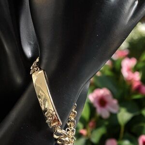 14k Gold Plated Rose ID Plate Arm Bracelet